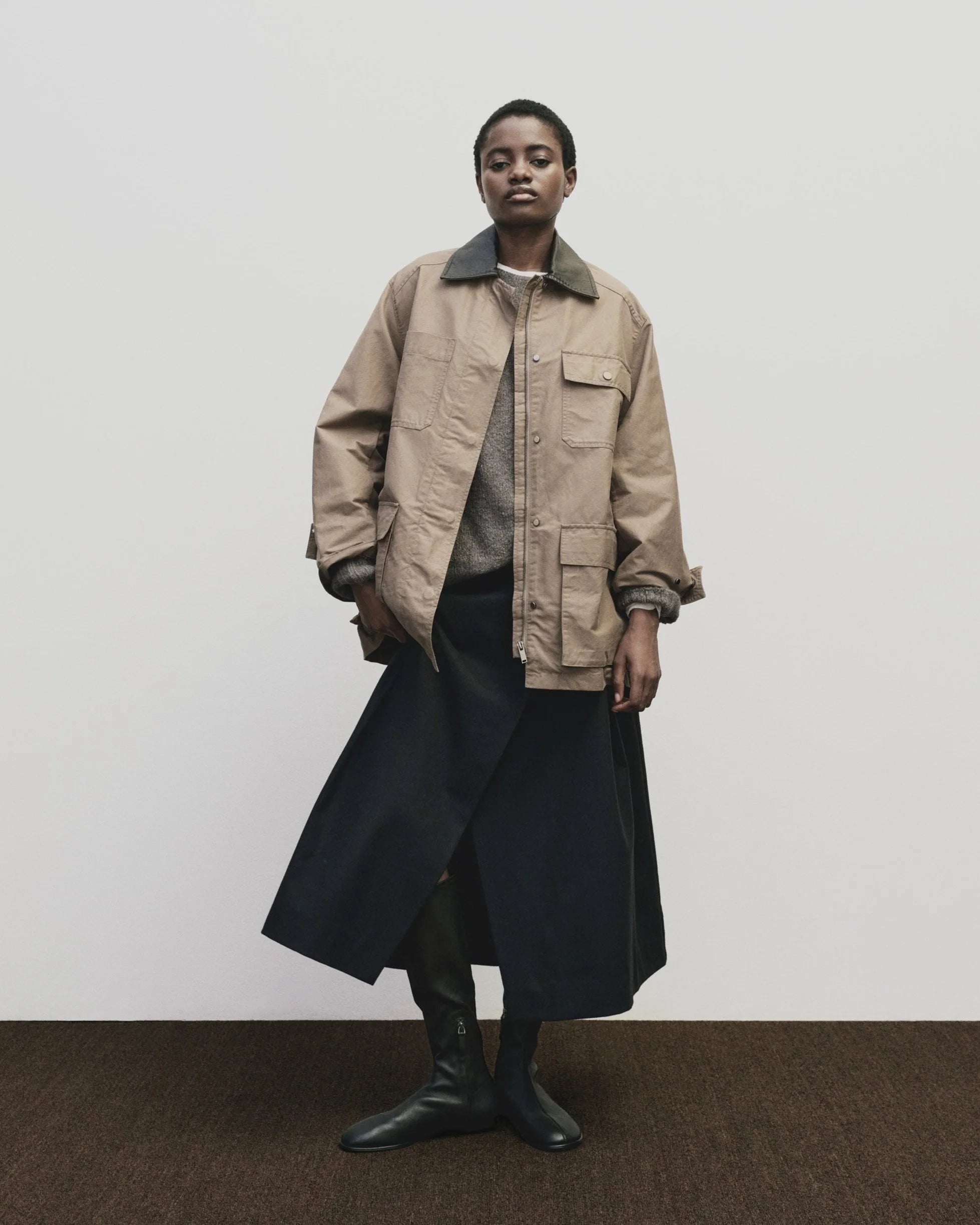 LEO BOUTIQUE Contrast Collar Work Jacket | Dark Beige MIJEONG PARK 