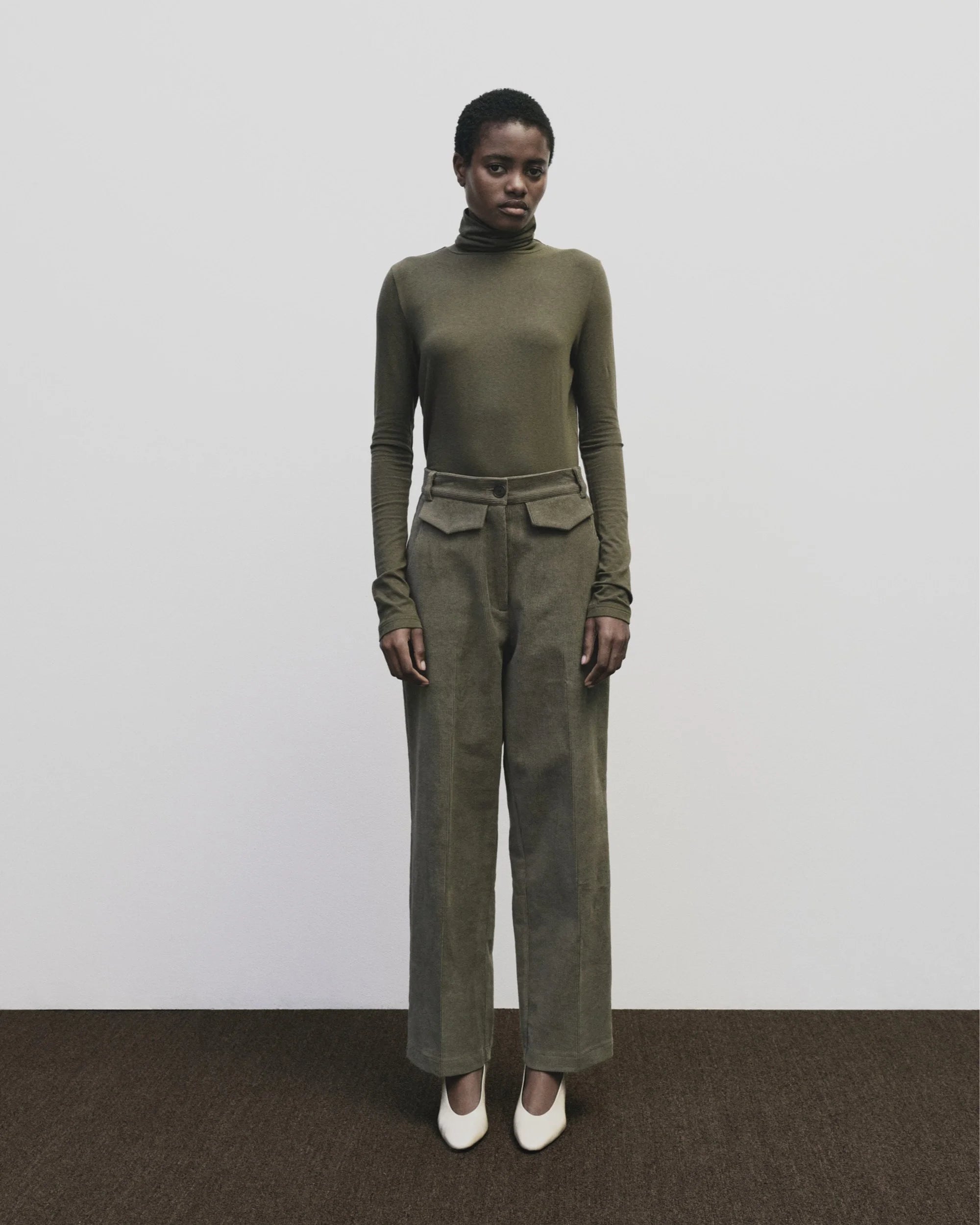 LEO BOUTIQUE Roll Neck Jersey Top | Light Olive MIJEONG PARK 