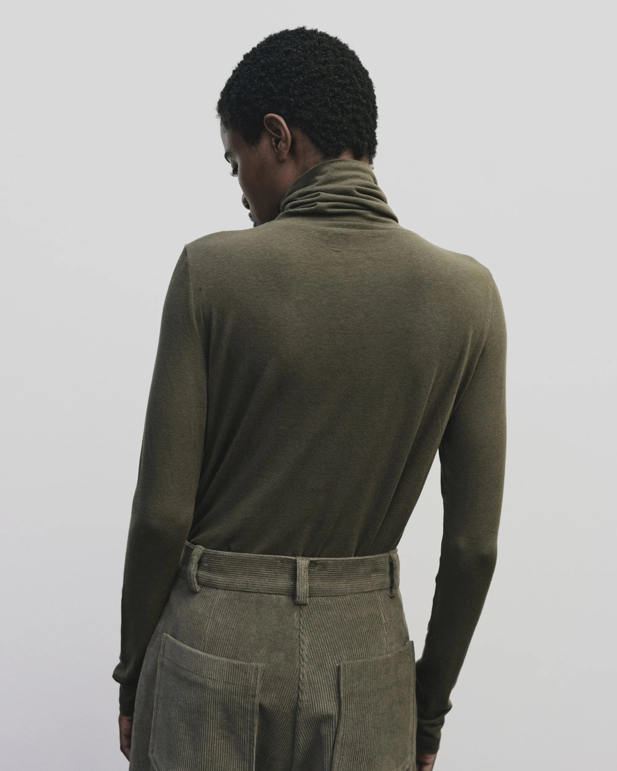 LEO BOUTIQUE Roll Neck Jersey Top | Light Olive MIJEONG PARK 