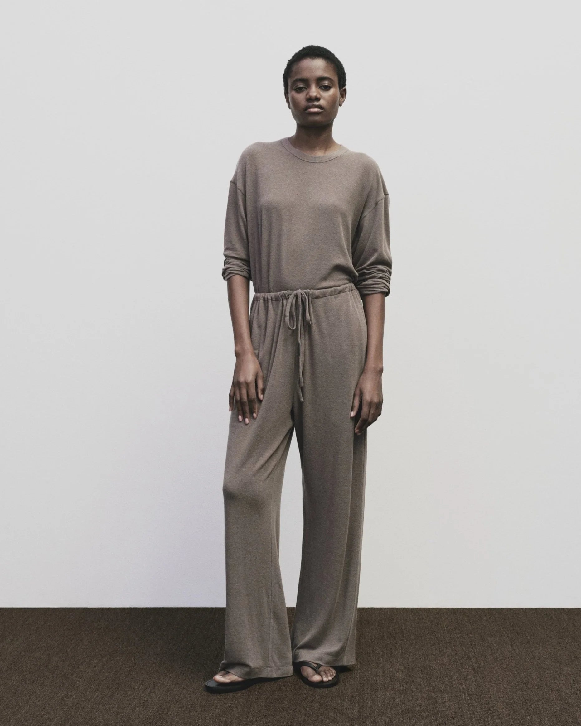 LEO BOUTIQUE Wool Cotton Jersey Top | Mocha MIJEONG PARK