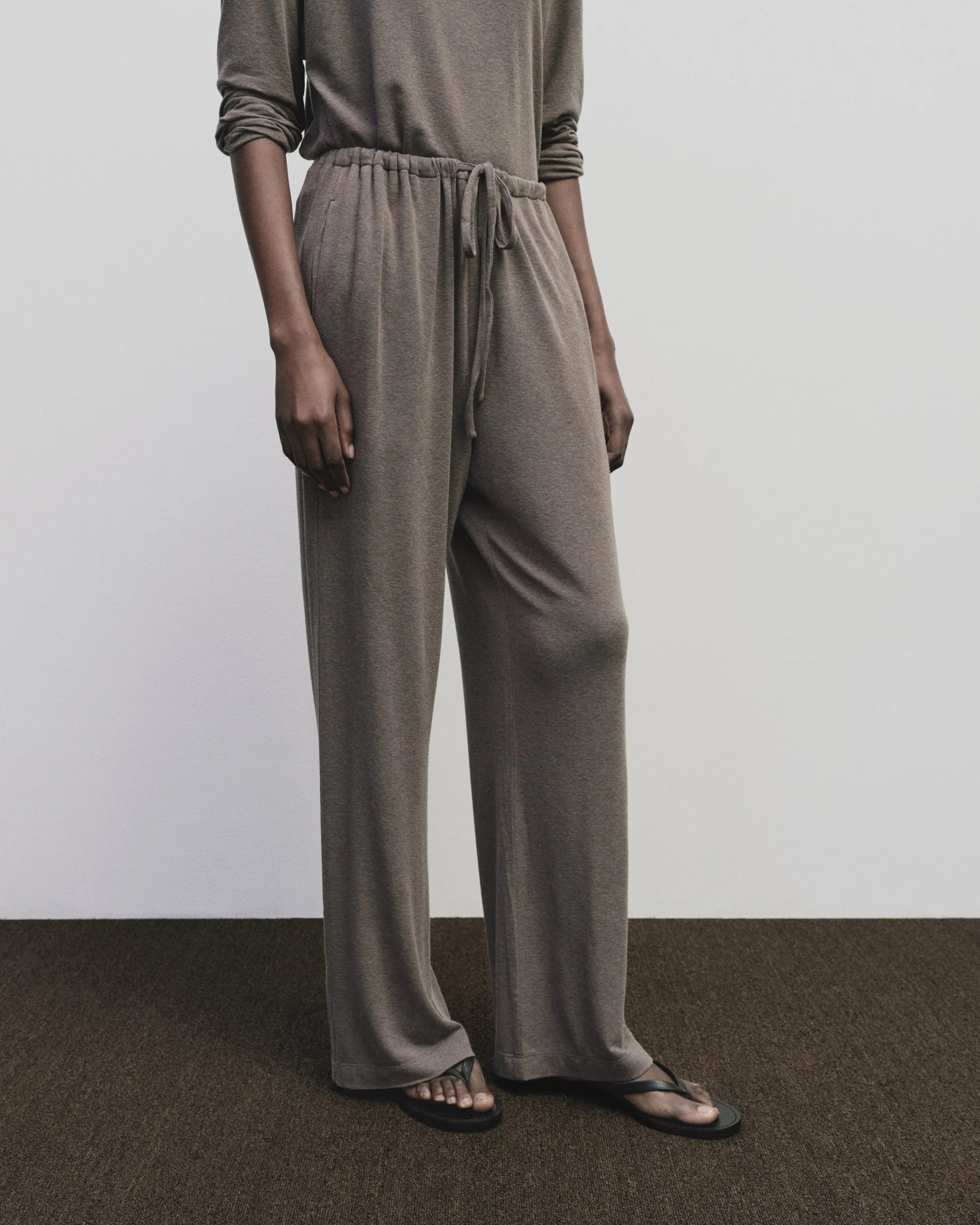 LEO BOUTIQUE Wool cotton Jersey Pants | Mocha MIJEONG PARK