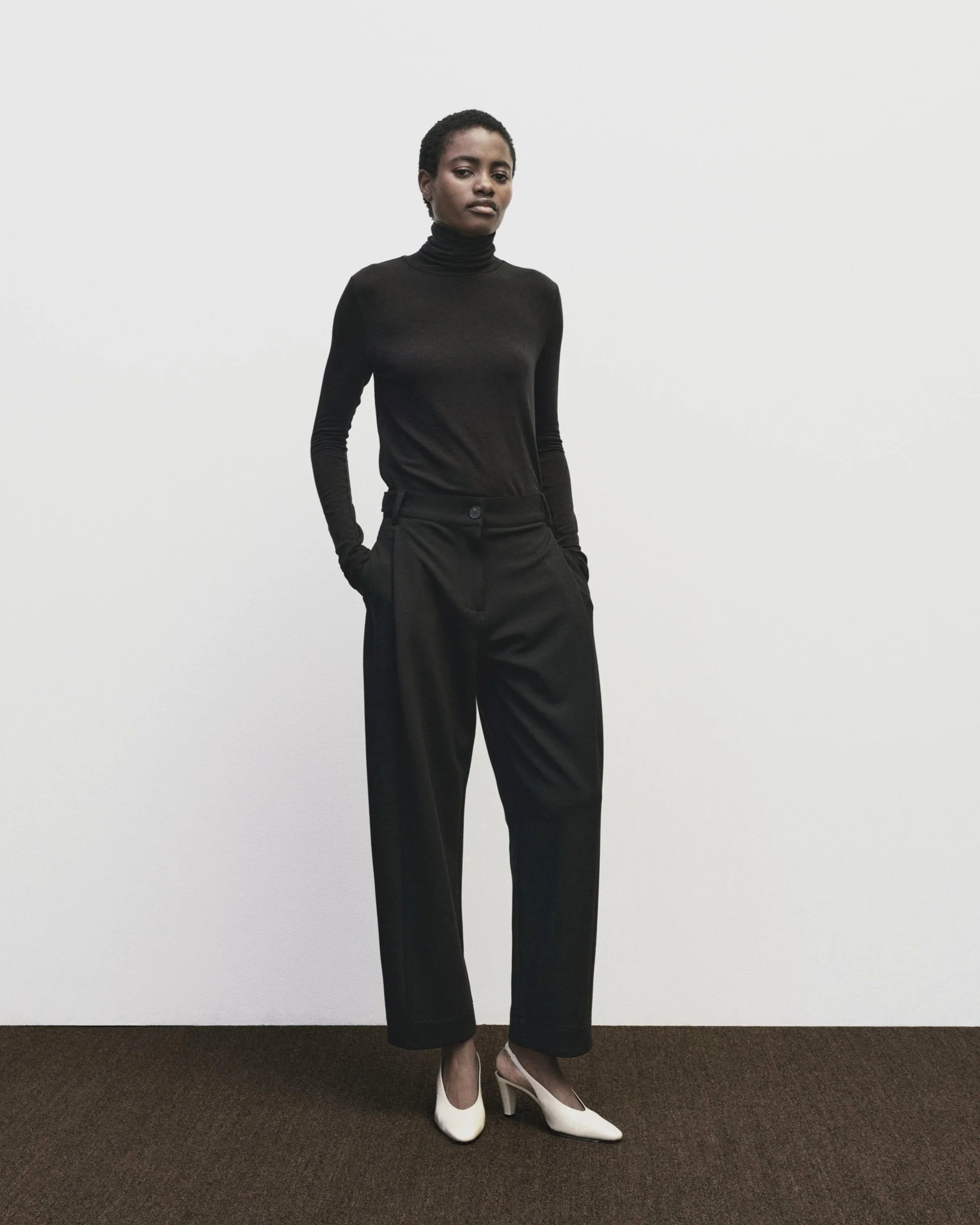 LEO BOUTIQUE Roll Neck Jersey Top | Black MIJEONG PARK 