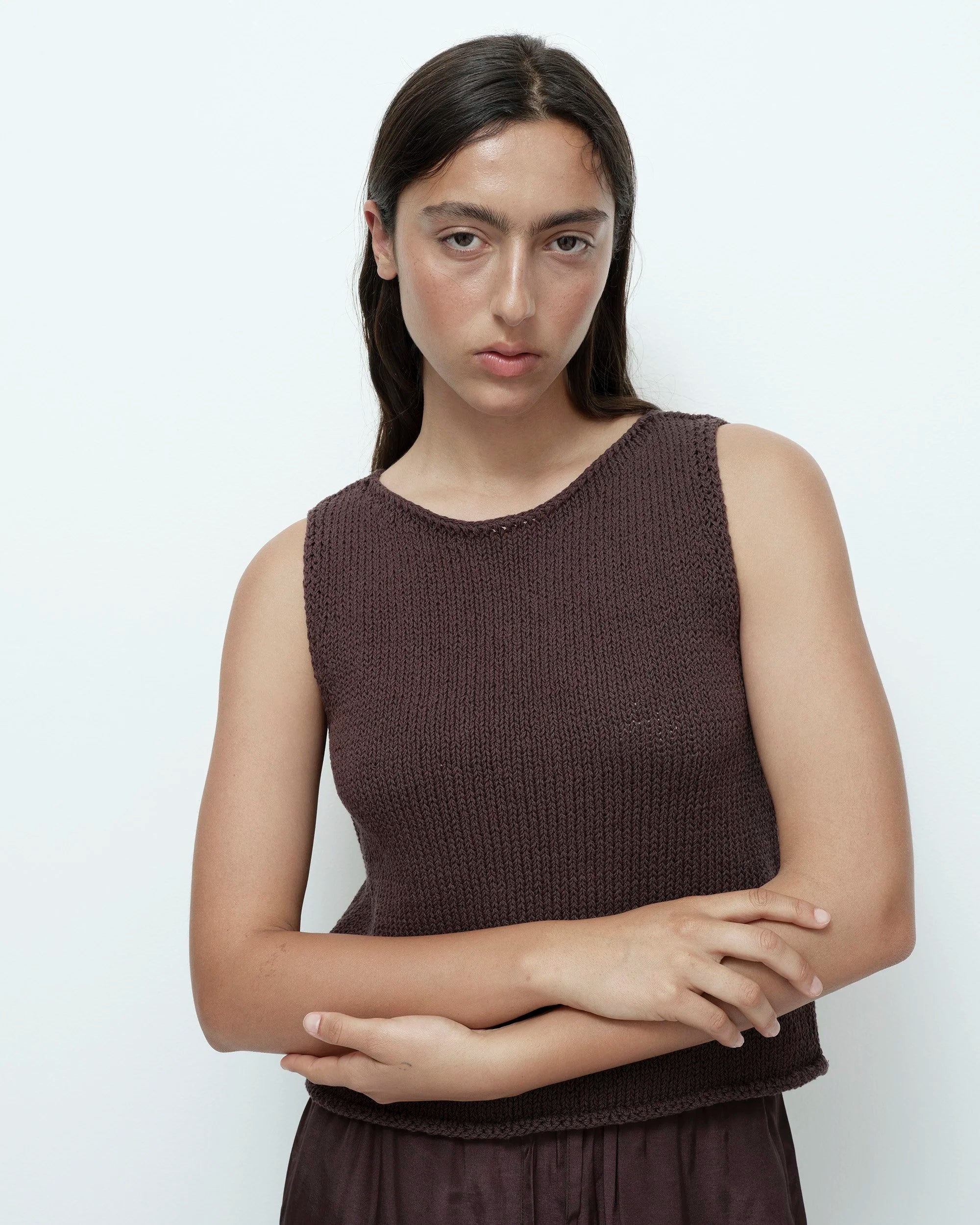 LEO BOUTIQUE Boat Neck Knit Tank | Dark Brown MIJEONG PARK