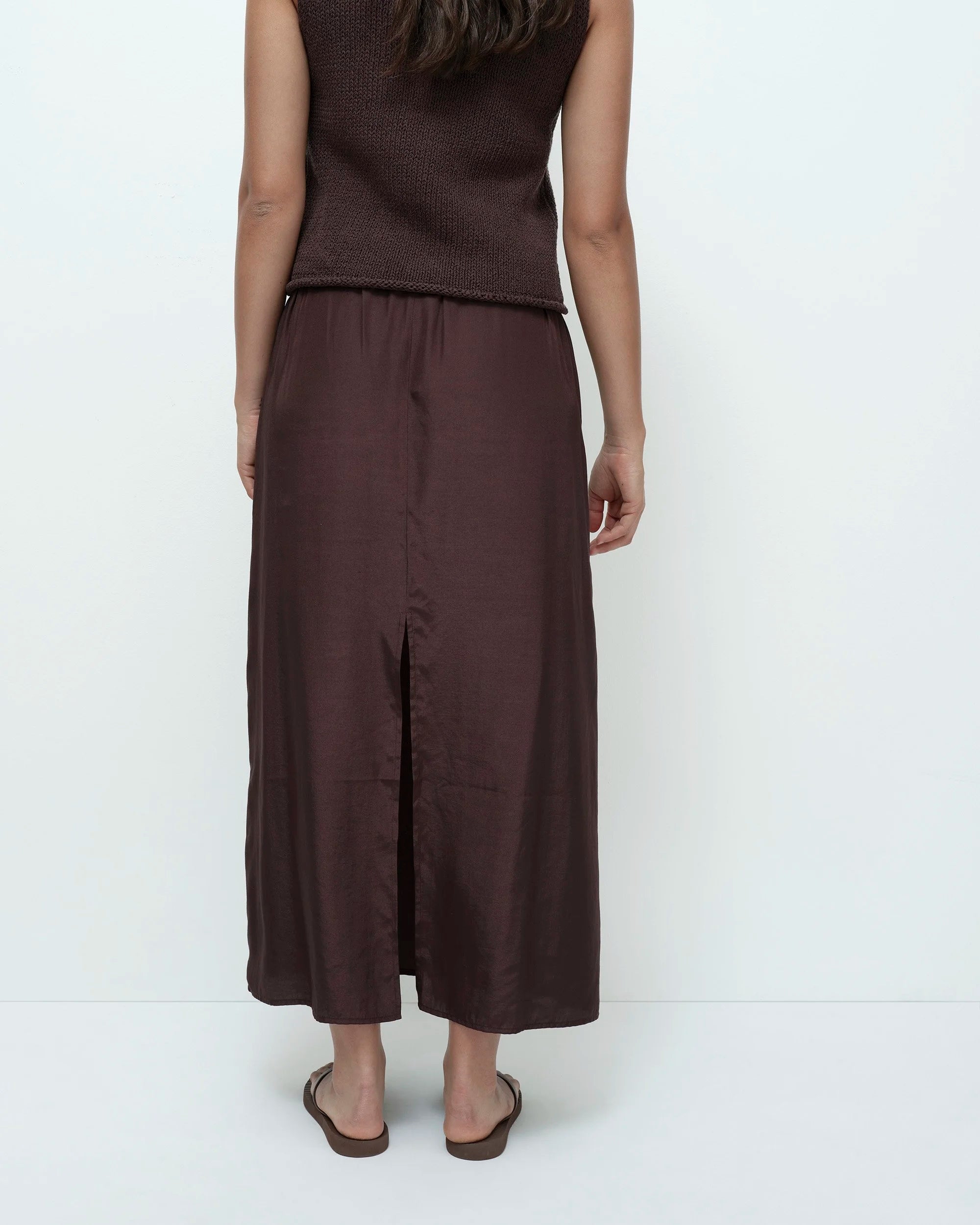 LEO BOUTIQUE Drawstring Midi Skirt | Dark Brown MIJEONG PARK