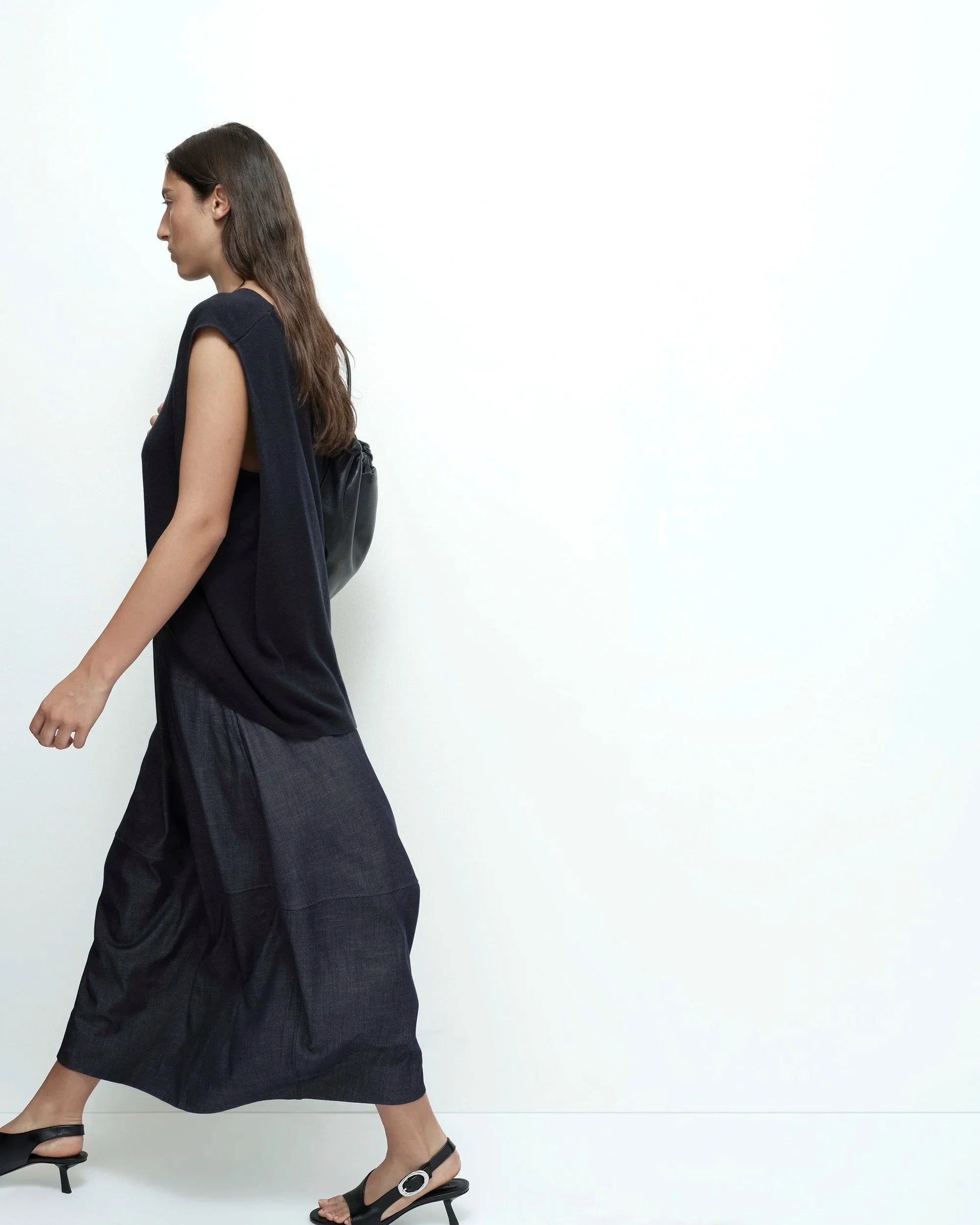 LEO BOUTIQUE Denim Balloon Midi Skirt | Denim MIJEONG PARK