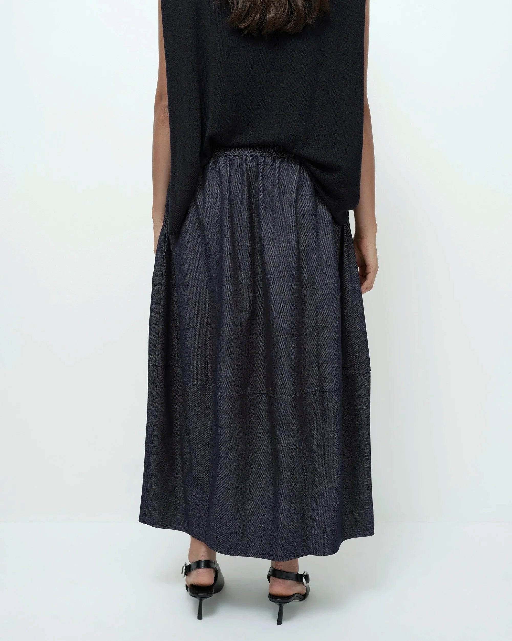 LEO BOUTIQUE Denim Balloon Midi Skirt | Denim MIJEONG PARK