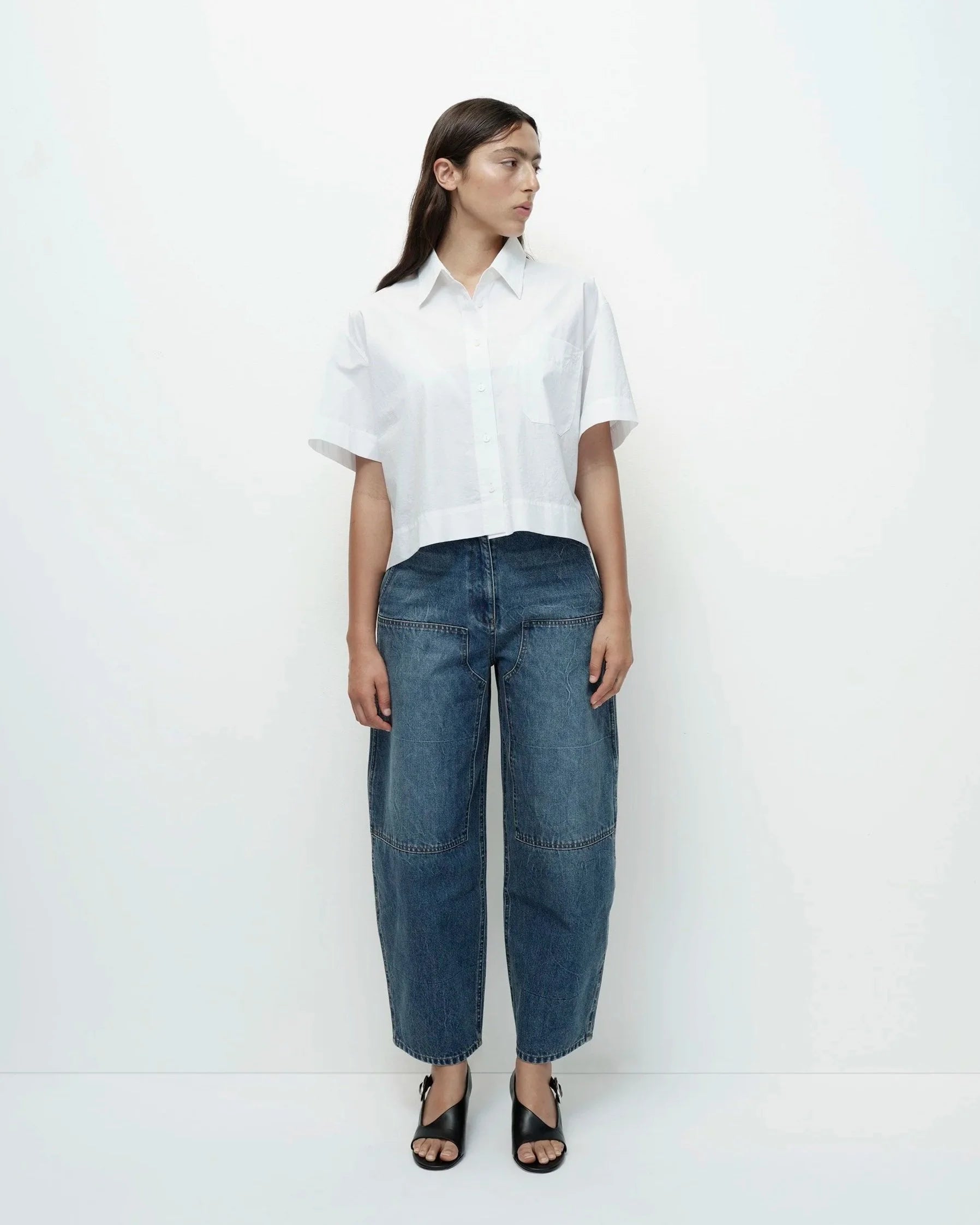 LEO BOUTIQUE Short Sleeve Cotton Shirt | White MIJEONG PARK