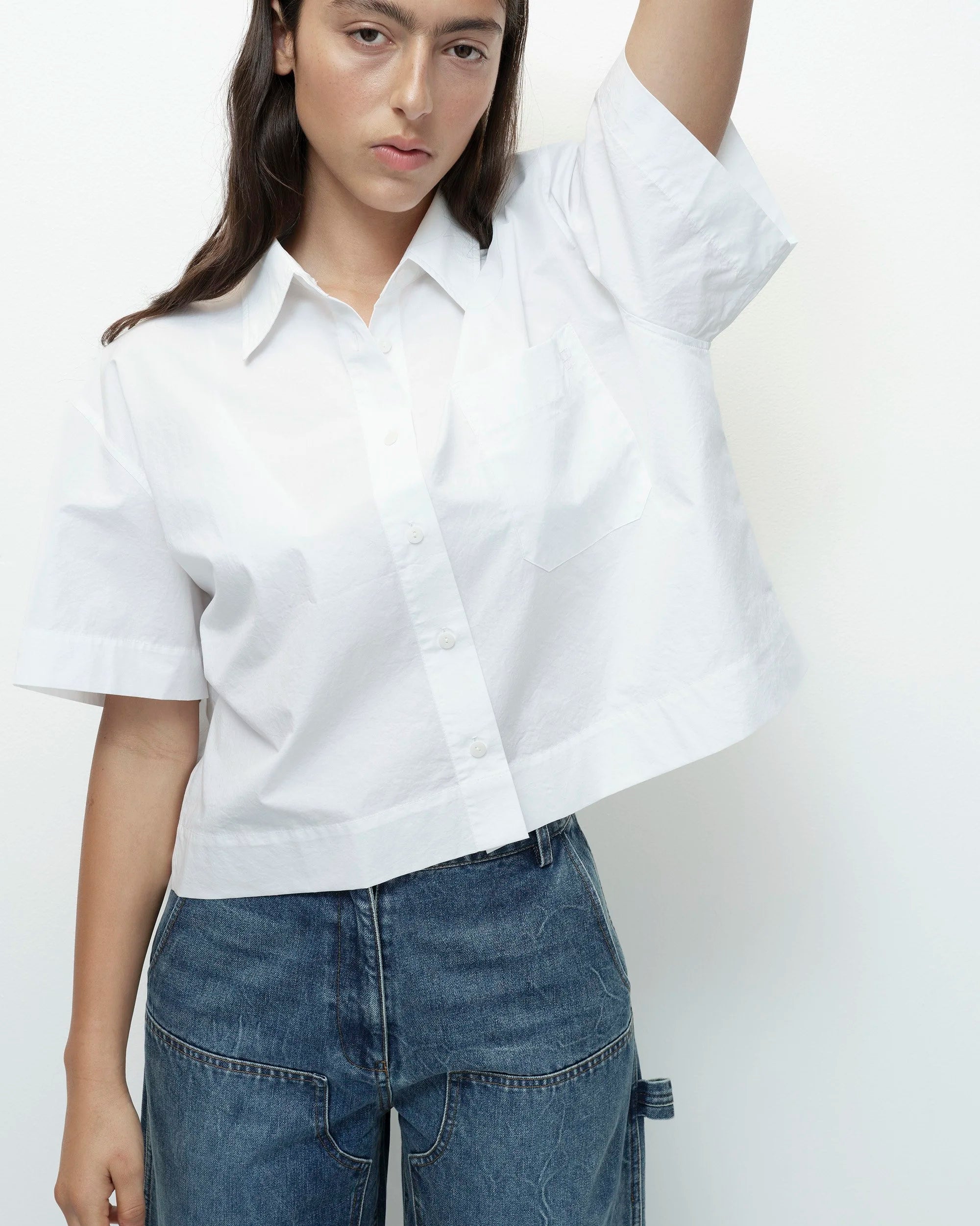 LEO BOUTIQUE Short Sleeve Cotton Shirt | White MIJEONG PARK