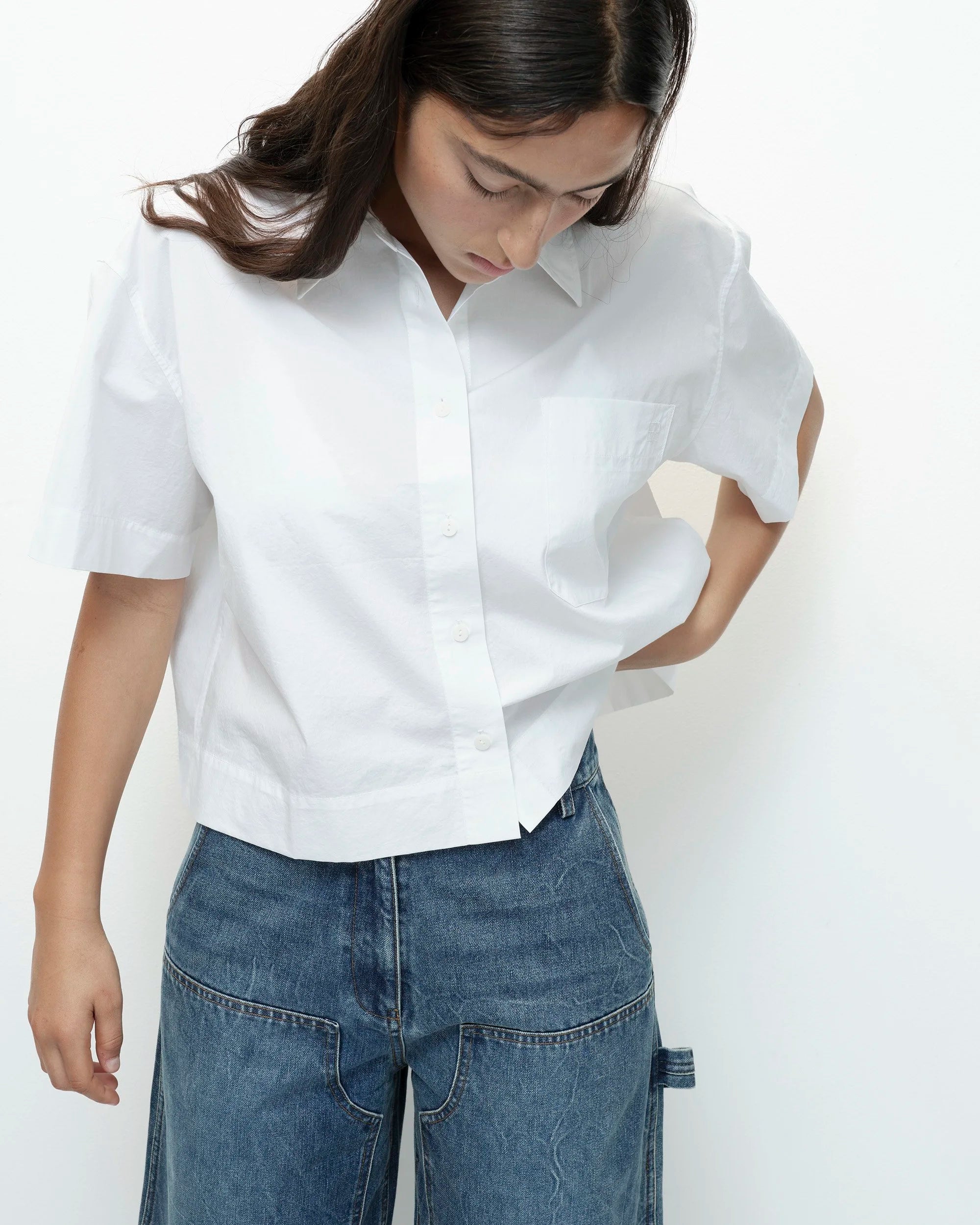 LEO BOUTIQUE Short Sleeve Cotton Shirt | White MIJEONG PARK