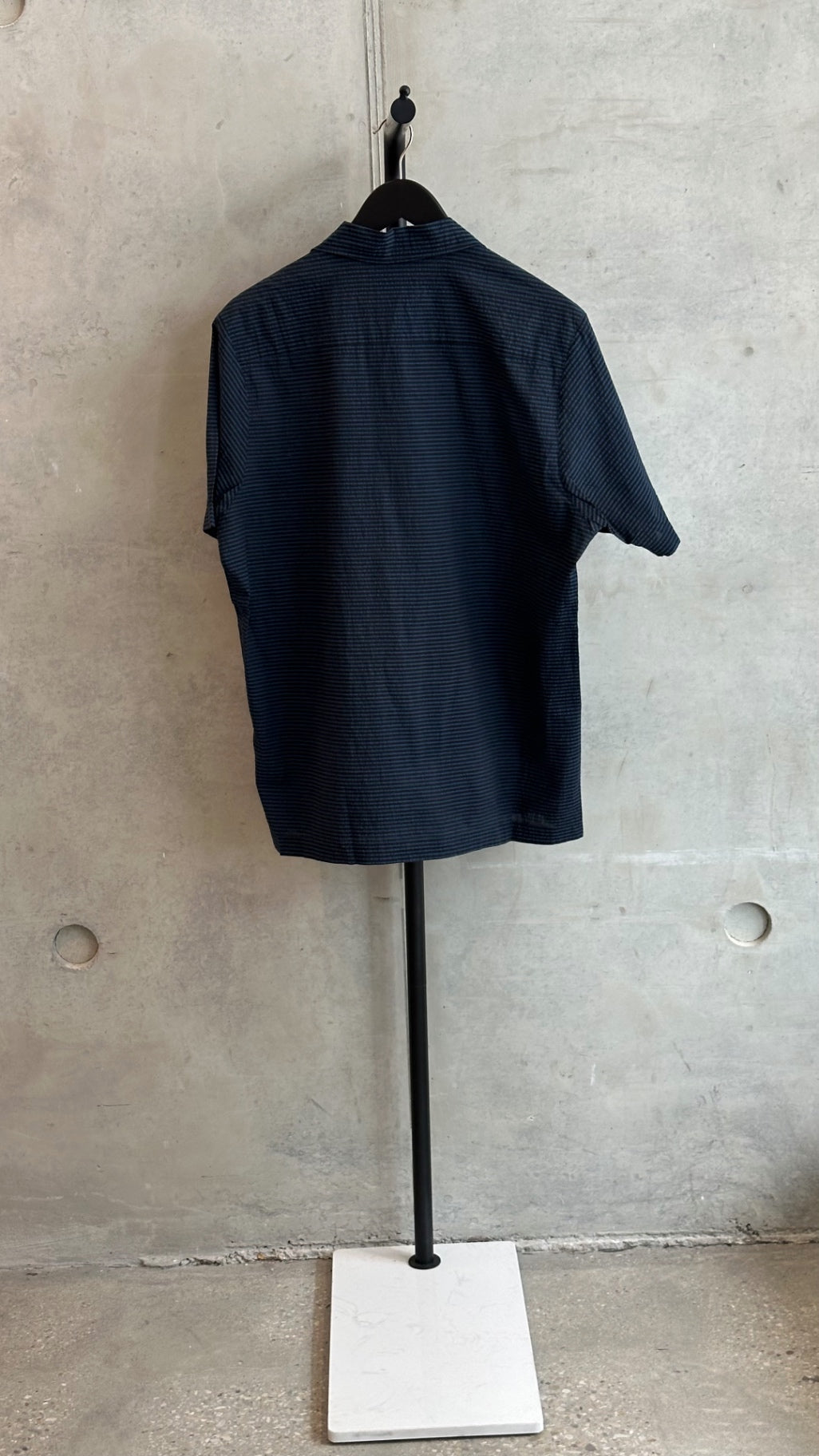 LEO RELOVED CMMN SWDN 48 Blue and Black Striped Polo