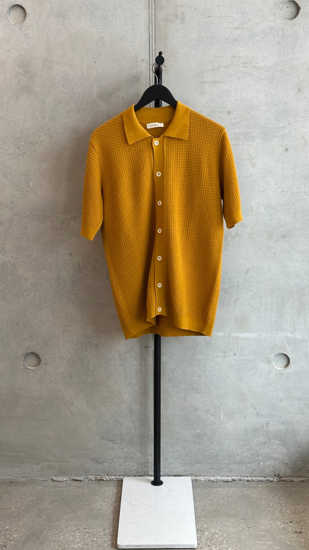 LEO RELOVED FAR AFIELD 2 Mustard Yellow Knitted Polo