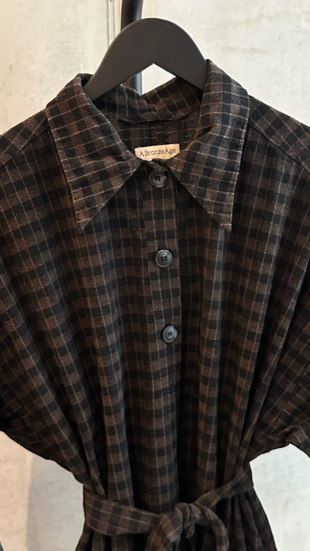 LEO RELOVED S Dark Brown & Black Checkered Pattern A Bronze Age