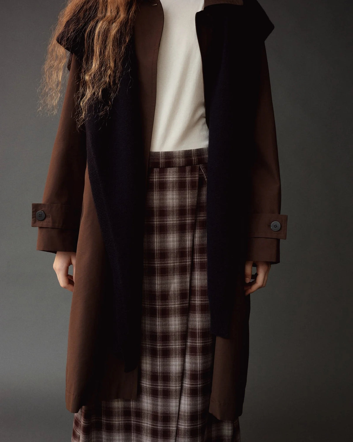 MIJEONG PARK Plaid Midi Skirt | Brown LEO BOUTIQUE