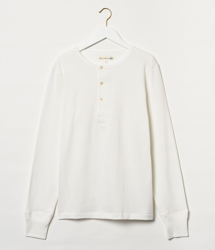 Merz B. Schwanen 206 LoopWheeled Henley | White LEO BOUTIQUE