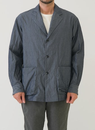 SAGE DE CRET CO Crinkle Typewriter Shirt Jacket | Navy LEO BOUTIQUE