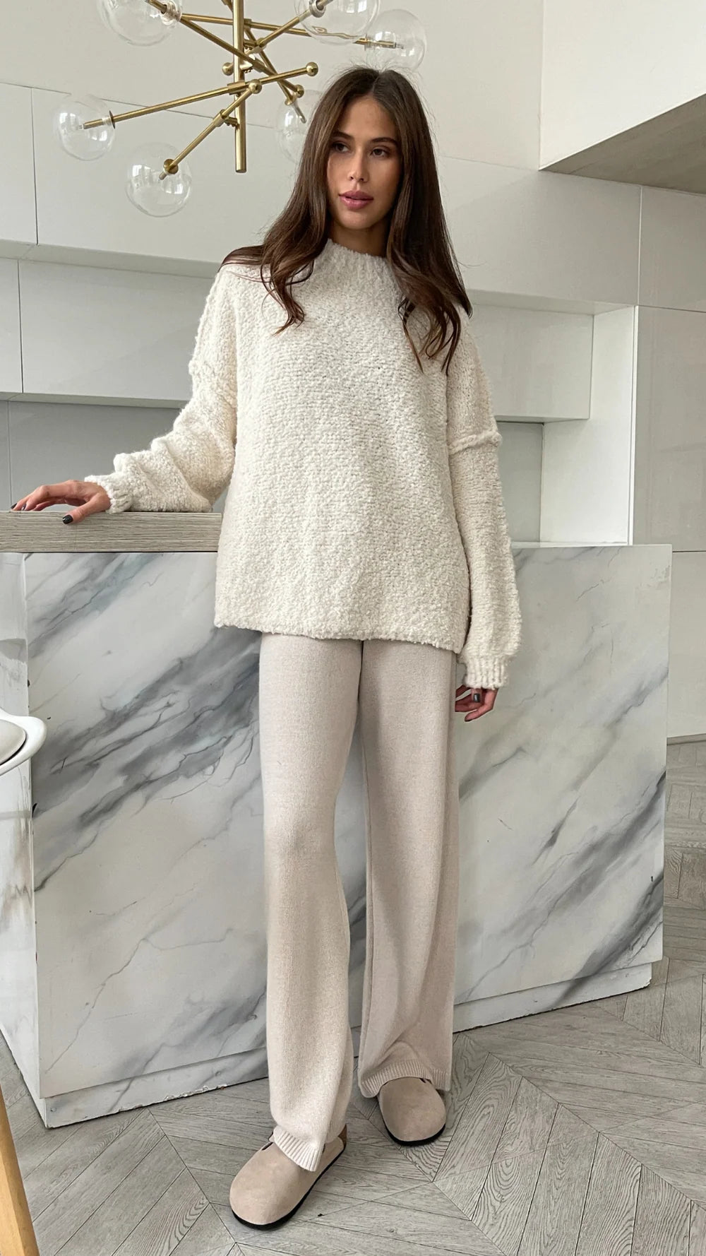 LEO BOUTIQUE Jessica Bouclé Sweater | Off White CHARLI