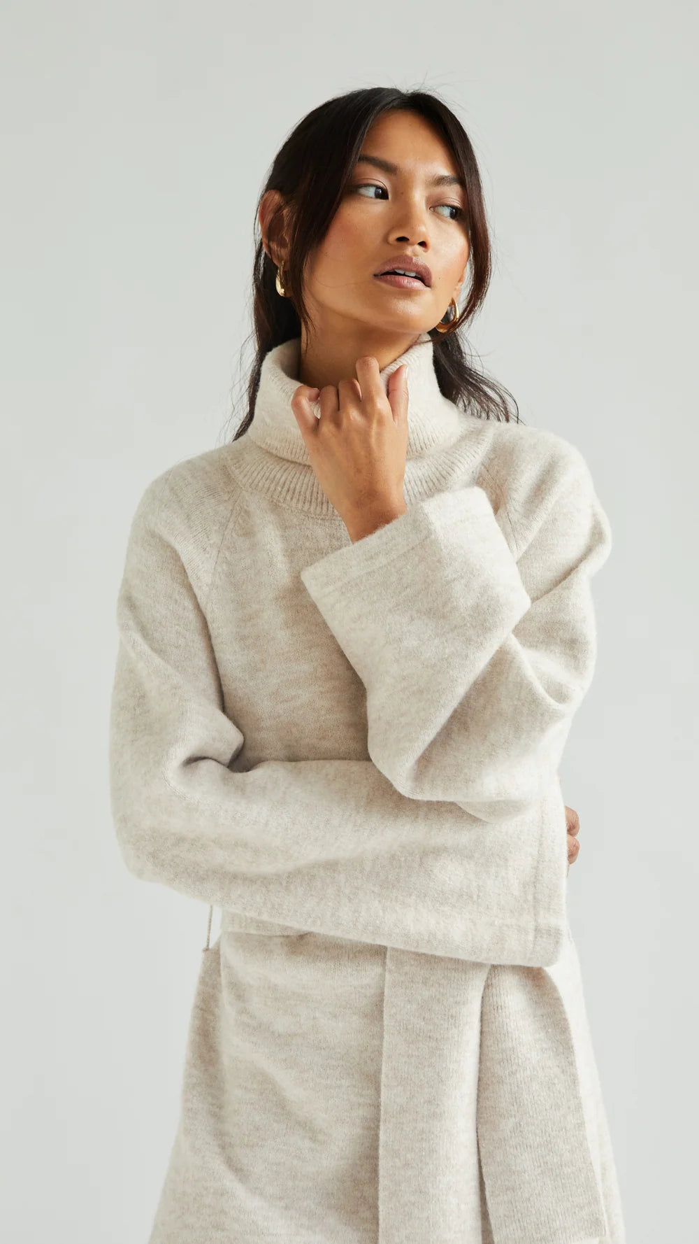 LEO BOUTIQUE Abbie Knit Turtleneck Dress | Sand CHARLI