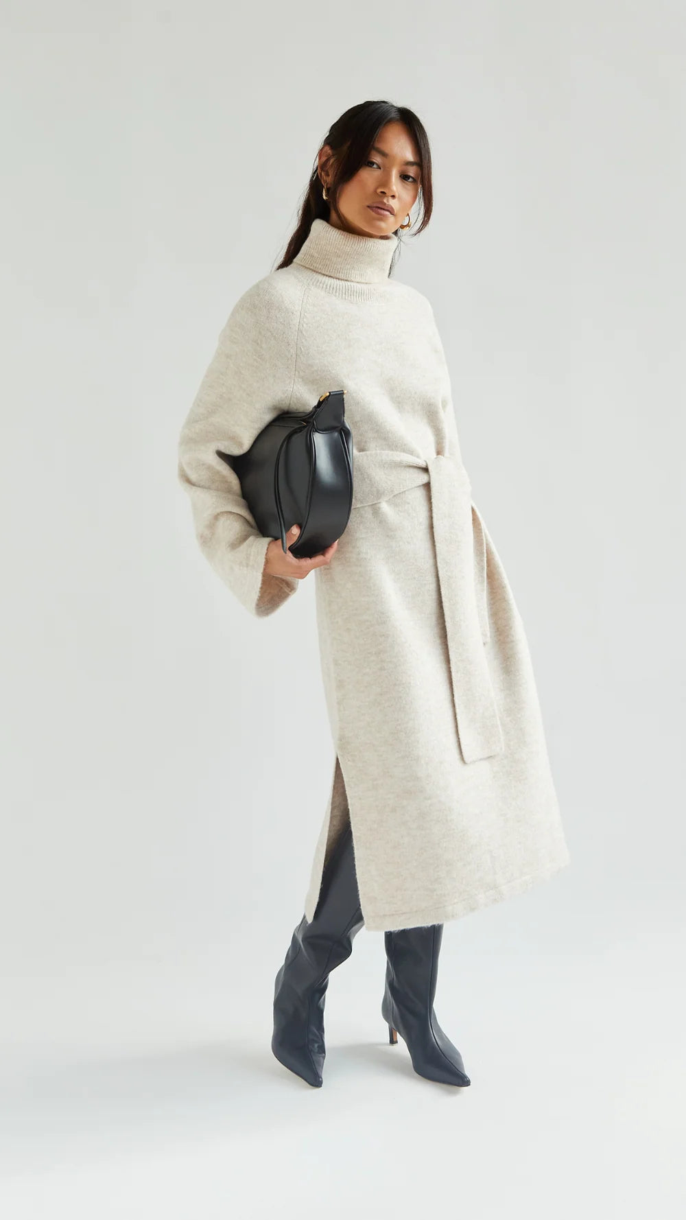 LEO BOUTIQUE Abbie Knit Turtleneck Dress | Sand CHARLI