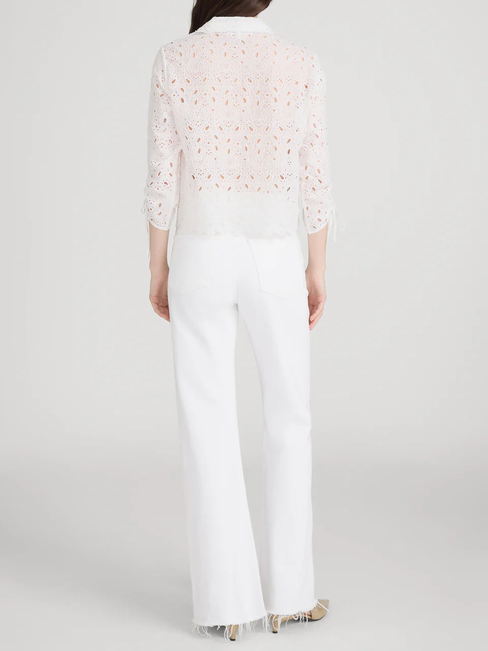 FRAME The Paisley Cinch Sleeve Shirt | White LEO BOUTIQUE 