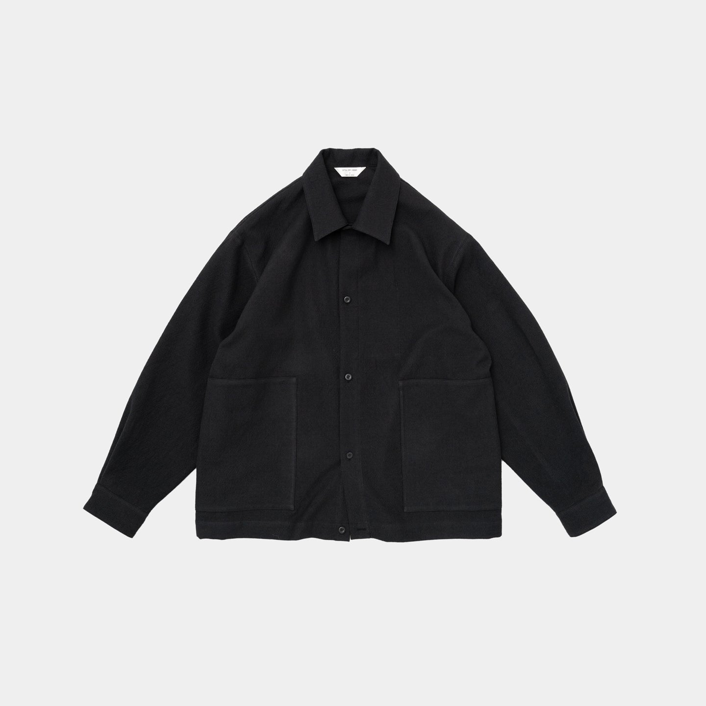 STILL BY HAND wool mix shirt jacket black navy LEO BOUTIQUE