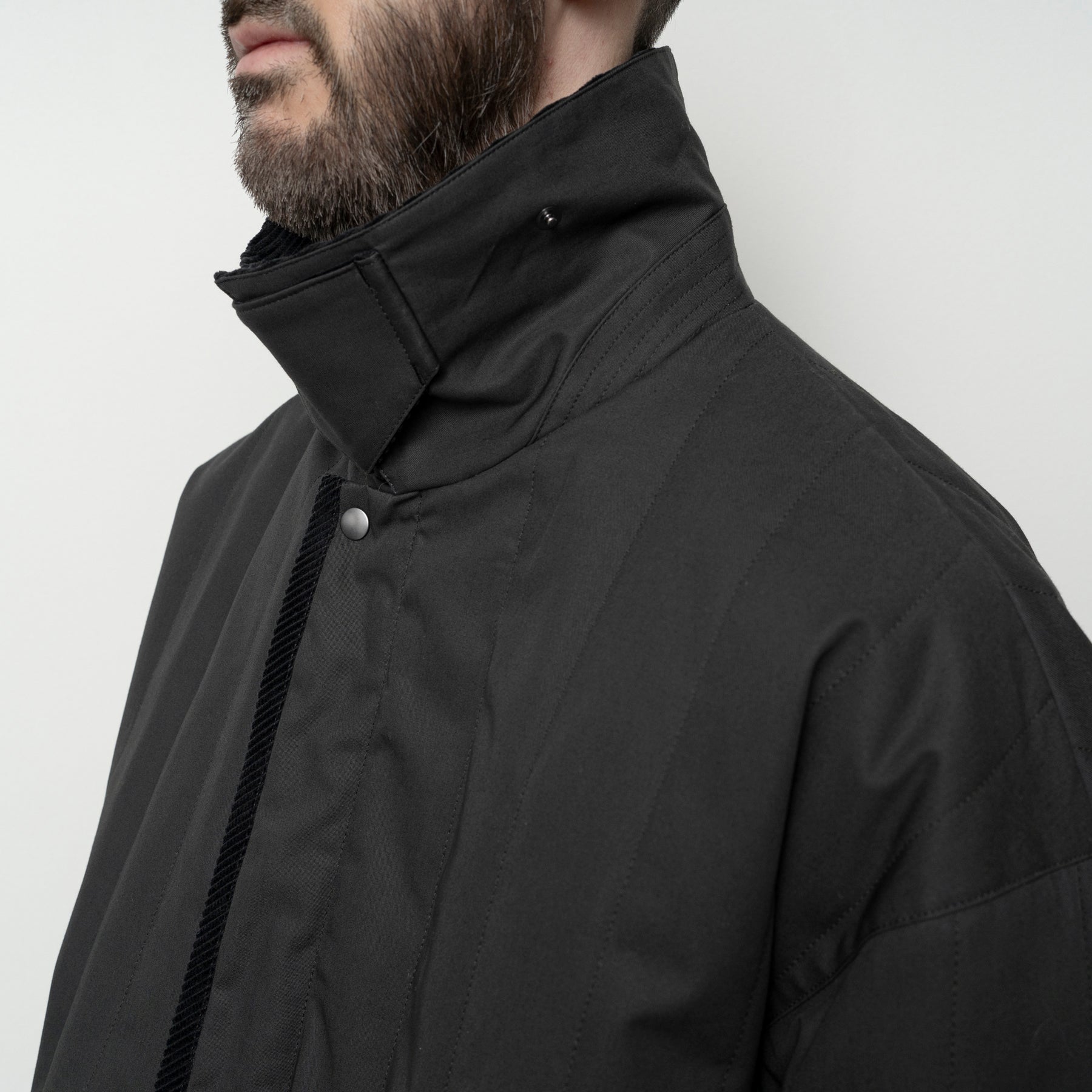 STILL BY HAND Quilted Half Coat | Green Charcoal LEO BOUTIQUE