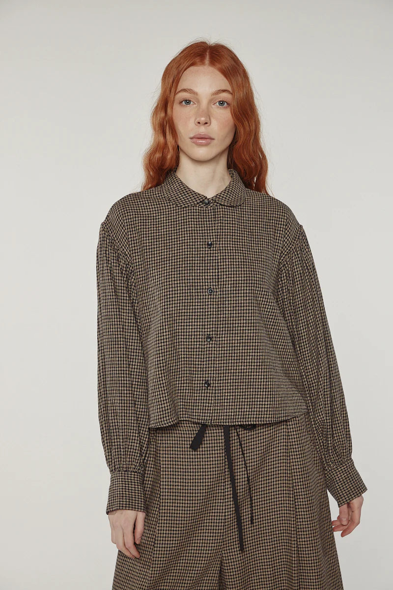 LEO BOUTIQUE Volume Sleeve Blouse | Black / Khaki AMENTE