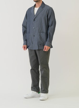 SAGE DE CRET CO Crinkle Typewriter Shirt Jacket | Navy LEO BOUTIQUE