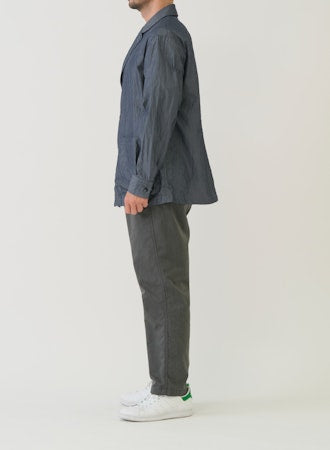 SAGE DE CRET CO Crinkle Typewriter Shirt Jacket | Navy LEO BOUTIQUE