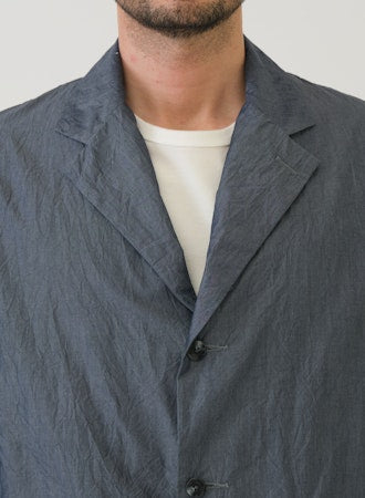 SAGE DE CRET CO Crinkle Typewriter Shirt Jacket | Navy LEO BOUTIQUE