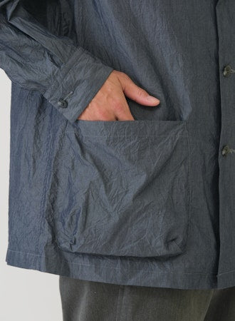 SAGE DE CRET CO Crinkle Typewriter Shirt Jacket | Navy LEO BOUTIQUE