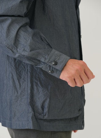 SAGE DE CRET CO Crinkle Typewriter Shirt Jacket | Navy LEO BOUTIQUE