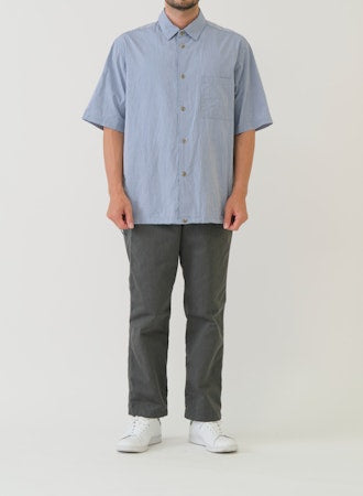 SAGE DE CRET CO Crinkle Typewriter Short sleeve Shirt | Blue LEO BOUTIQUE