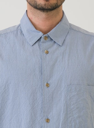 SAGE DE CRET CO Crinkle Typewriter Short sleeve Shirt | Blue LEO BOUTIQUE