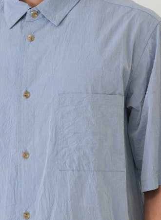 SAGE DE CRET CO Crinkle Typewriter Short sleeve Shirt | Blue LEO BOUTIQUE