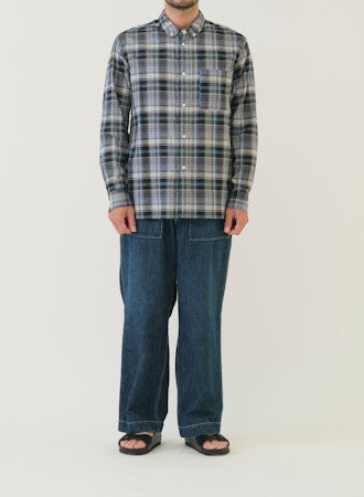 SAGE DE CRET CO/LI Madras Check Short Point Button Down Collar Shirt | Gray LEO BOUTIQUE