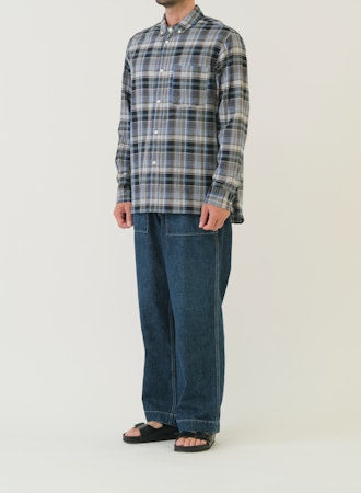 SAGE DE CRET CO/LI Madras Check Short Point Button Down Collar Shirt | Gray LEO BOUTIQUE