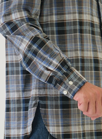 SAGE DE CRET CO/LI Madras Check Short Point Button Down Collar Shirt | Gray LEO BOUTIQUE