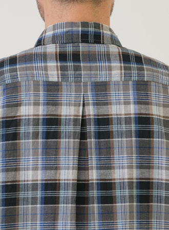 SAGE DE CRET CO/LI Madras Check Short Point Button Down Collar Shirt | Gray LEO BOUTIQUE