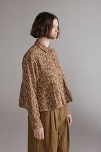 Cotton Printed Pleated Blouse | Gold/Cream
