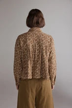Cotton Printed Pleated Blouse | Gold/Cream
