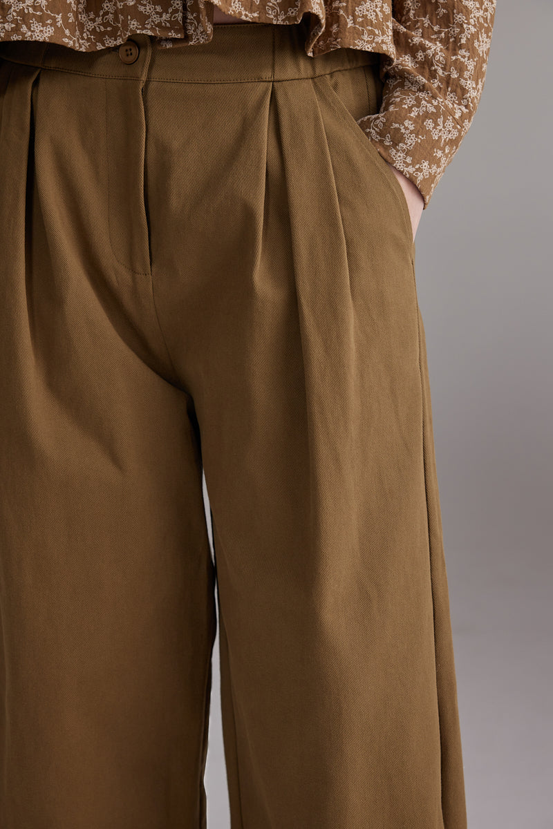 LEO BOUTIQUE Pleated Volume Pants | Curry AMENTE