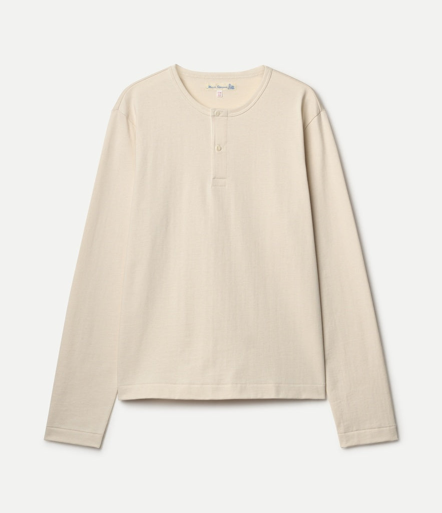 MERZ B. SCHWANEN 2M16LS | Cropped Vintage Machine Refined Fit Henley | 02 Nature