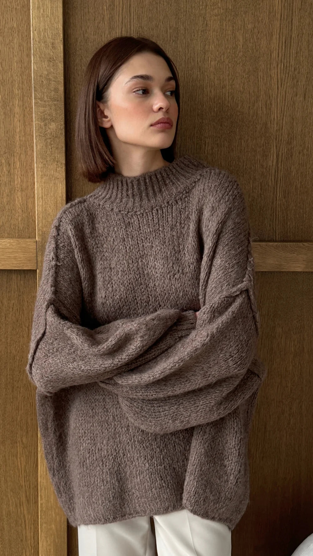 LEO BOUTIQUE Layla Chunky Knit Sweater | Taupe CHARLI 