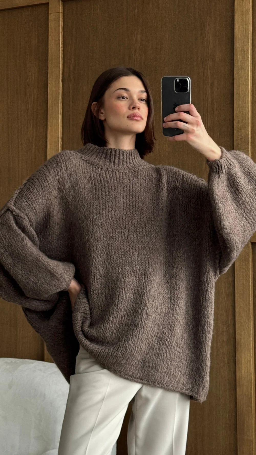 LEO BOUTIQUE Layla Chunky Knit Sweater | Taupe CHARLI 
