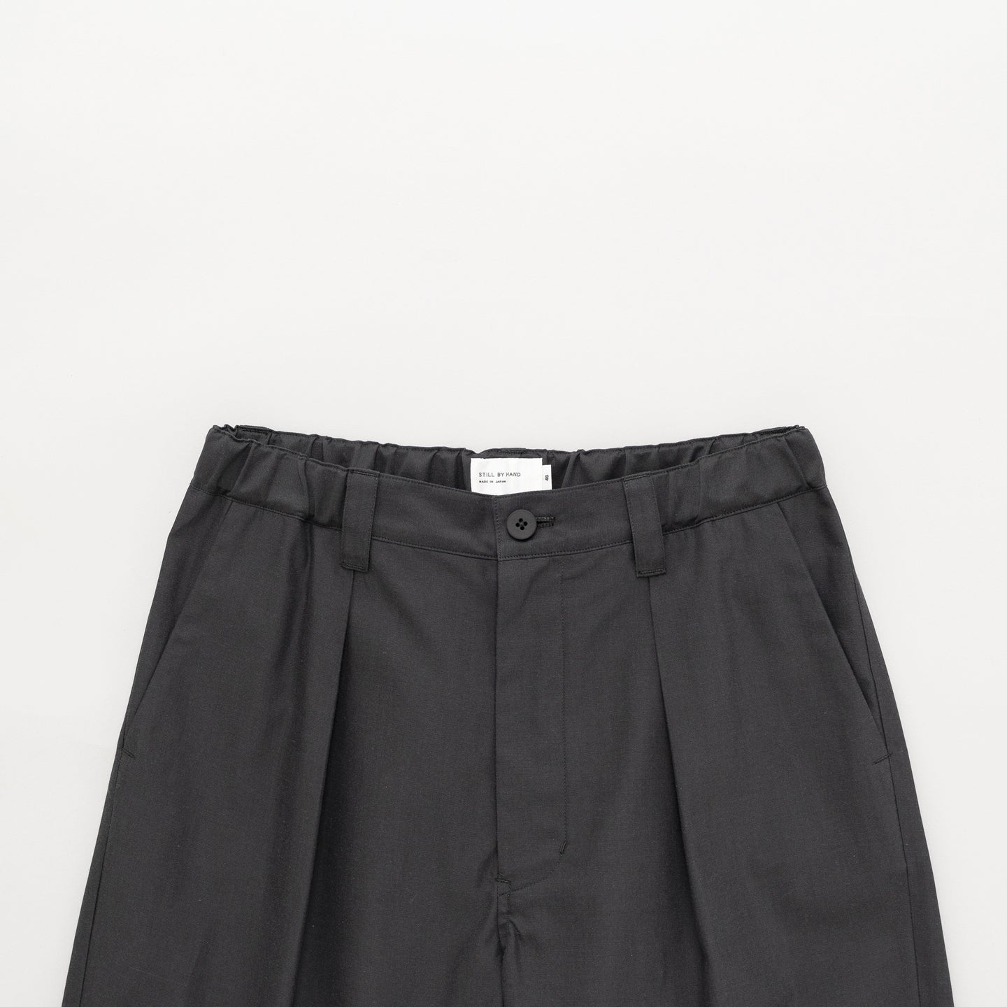 STILL BY HAND Cupro Mixed Straight Pants | Charcoal LEO BOUTIQUE