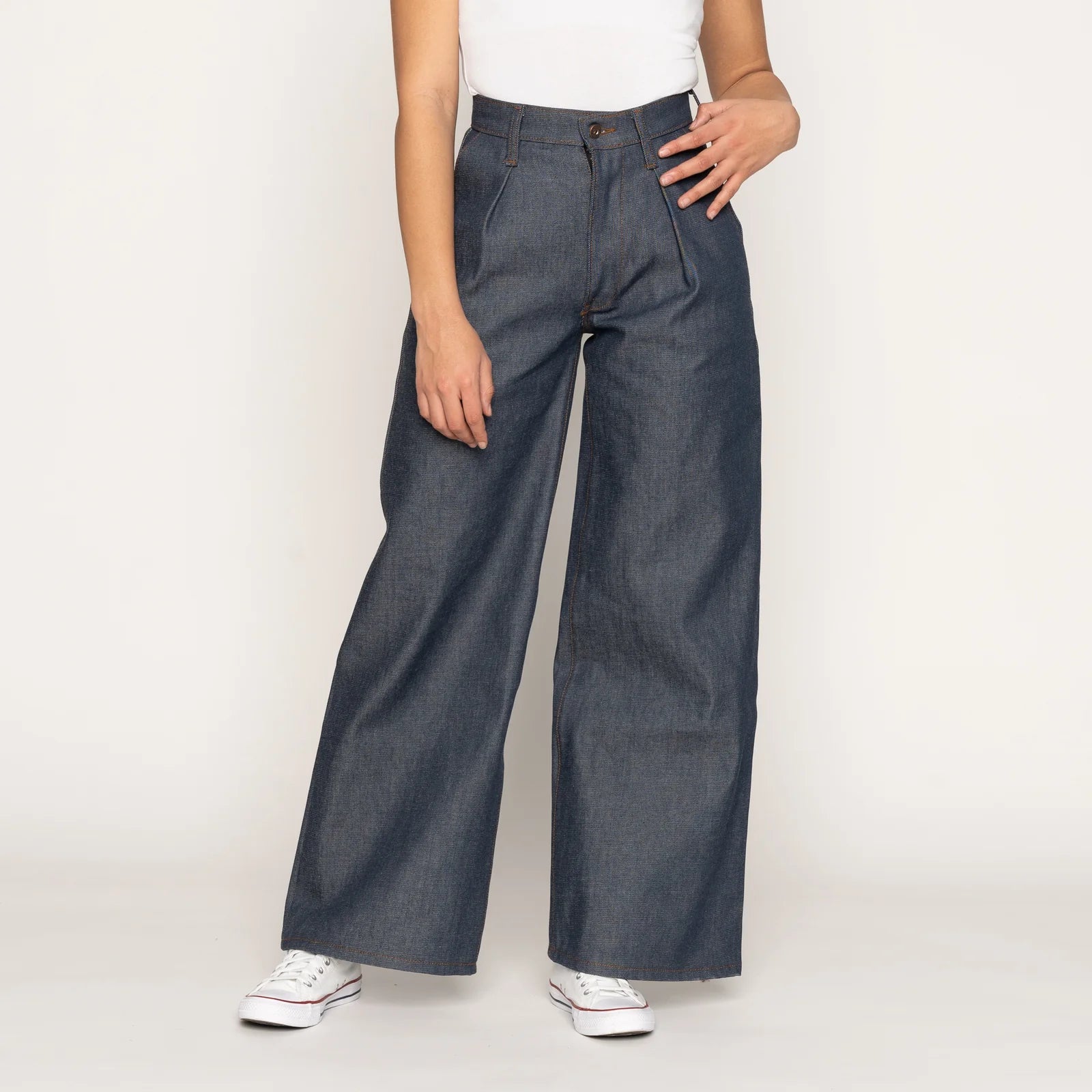 NAKED AND FAMOUS Wide leg Trouser | Rinsed Indigo LEO BOUTIQUE