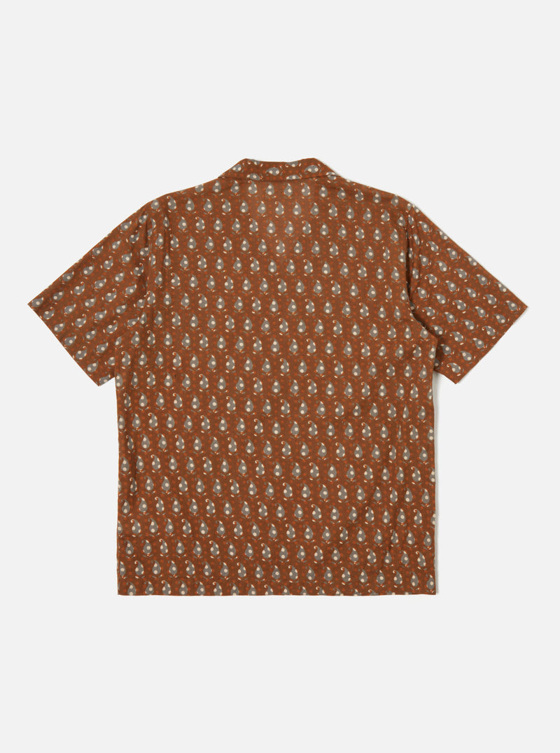 Universal Works Paisley Block Print Road shirt | Brown LEO BOUTIQUE 