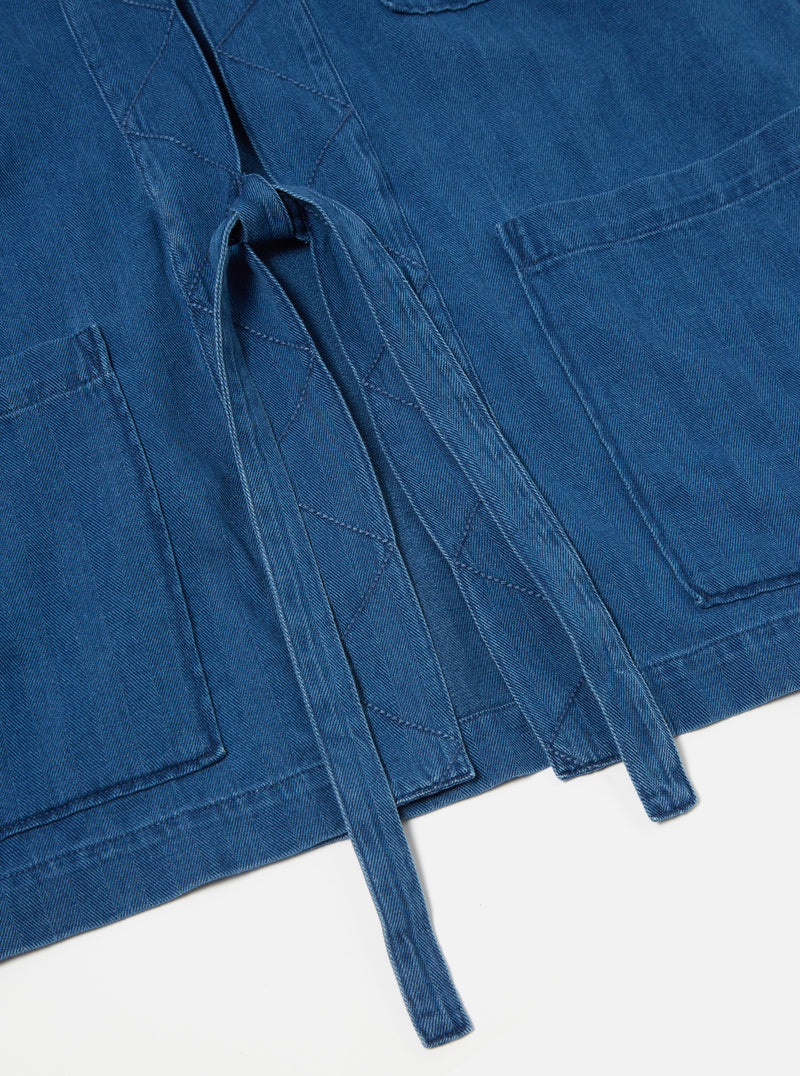 Universal works Herringbone denim front tie jacket | Washed Indigo LEO BOUTIQUE