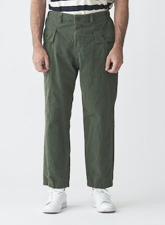 Sage De Cret High-Density CO/HEMP Cropped Pegtop Military Pants | Black Leo Boutique
