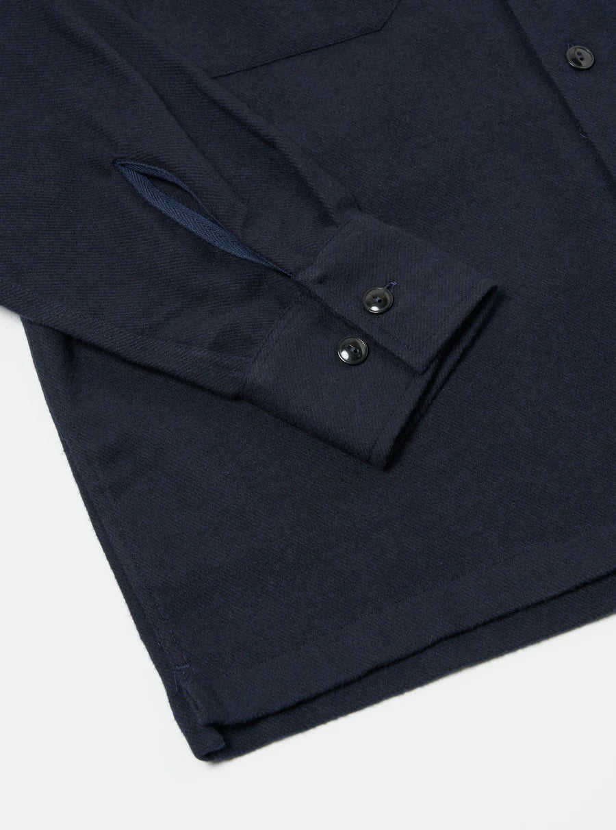 UNIVERSAL WORKS L/S Utility Shirt | Navy Alaska Cotton LEO BOUTIQUE